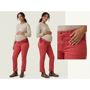 Pilcro and the Letterpress Script Maternity Jeans Red Frayed Hem Size 32